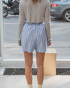 BASERANGE elastic waist striped shorts BAS-SHOLE-PO-SU25-TW MATRIX STRIPE